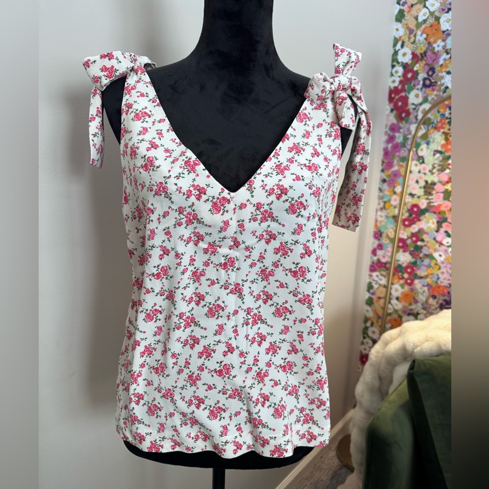 Floral Pink and White Women's Top